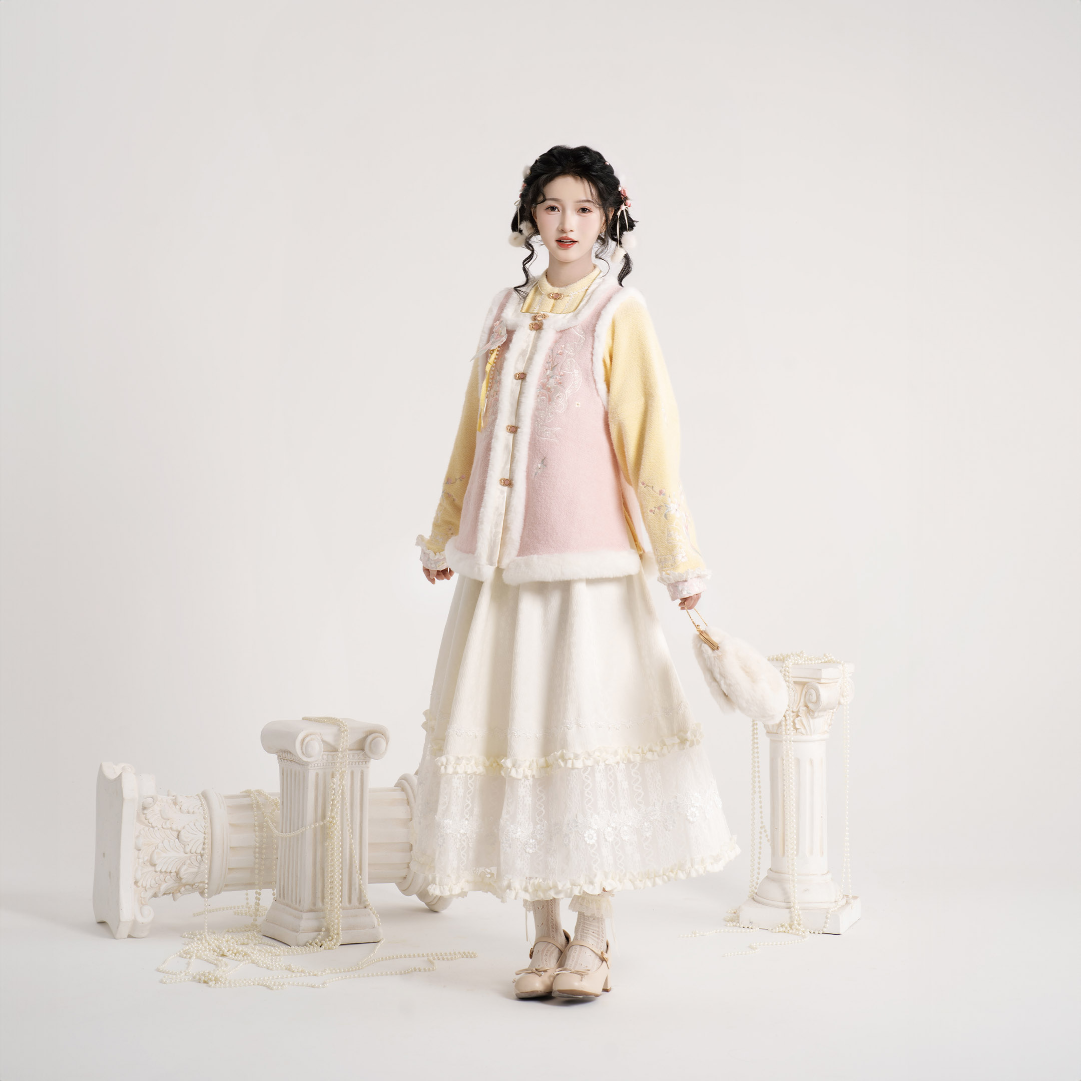 静还决娇鹦 原创明制汉服汉元素比甲半身裙裤子秋冬款毛日常通勤