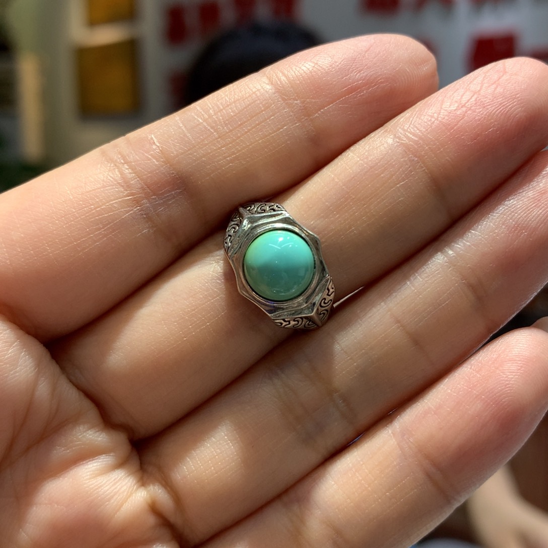 绿松石银S925镶嵌戒指