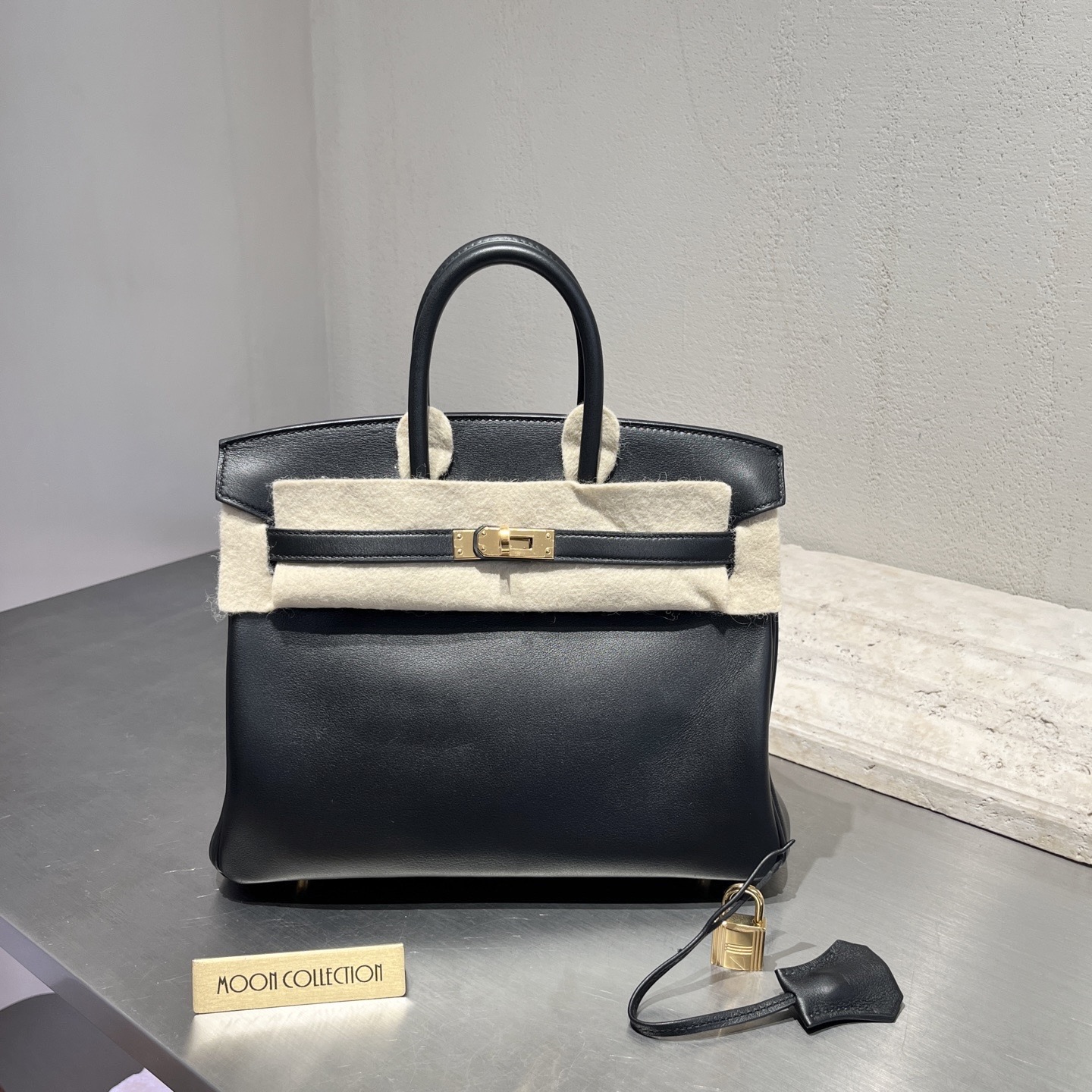 95新 Hermes/爱马仕 二手正品BIRKIN中古25黑金Swiftc刻