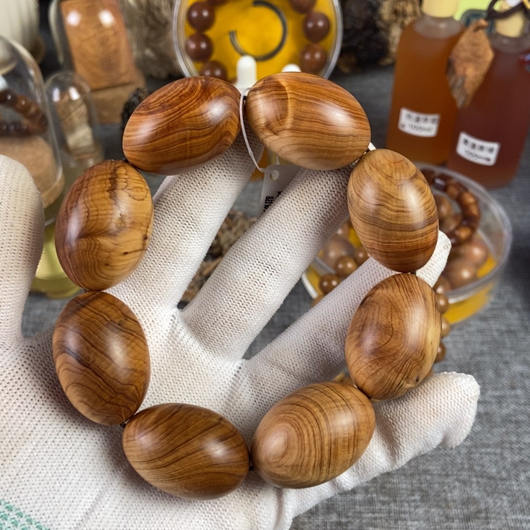 柏木（崖柏）手串/手链北太行陈化橄榄珠闪电3.2/20 微瑕