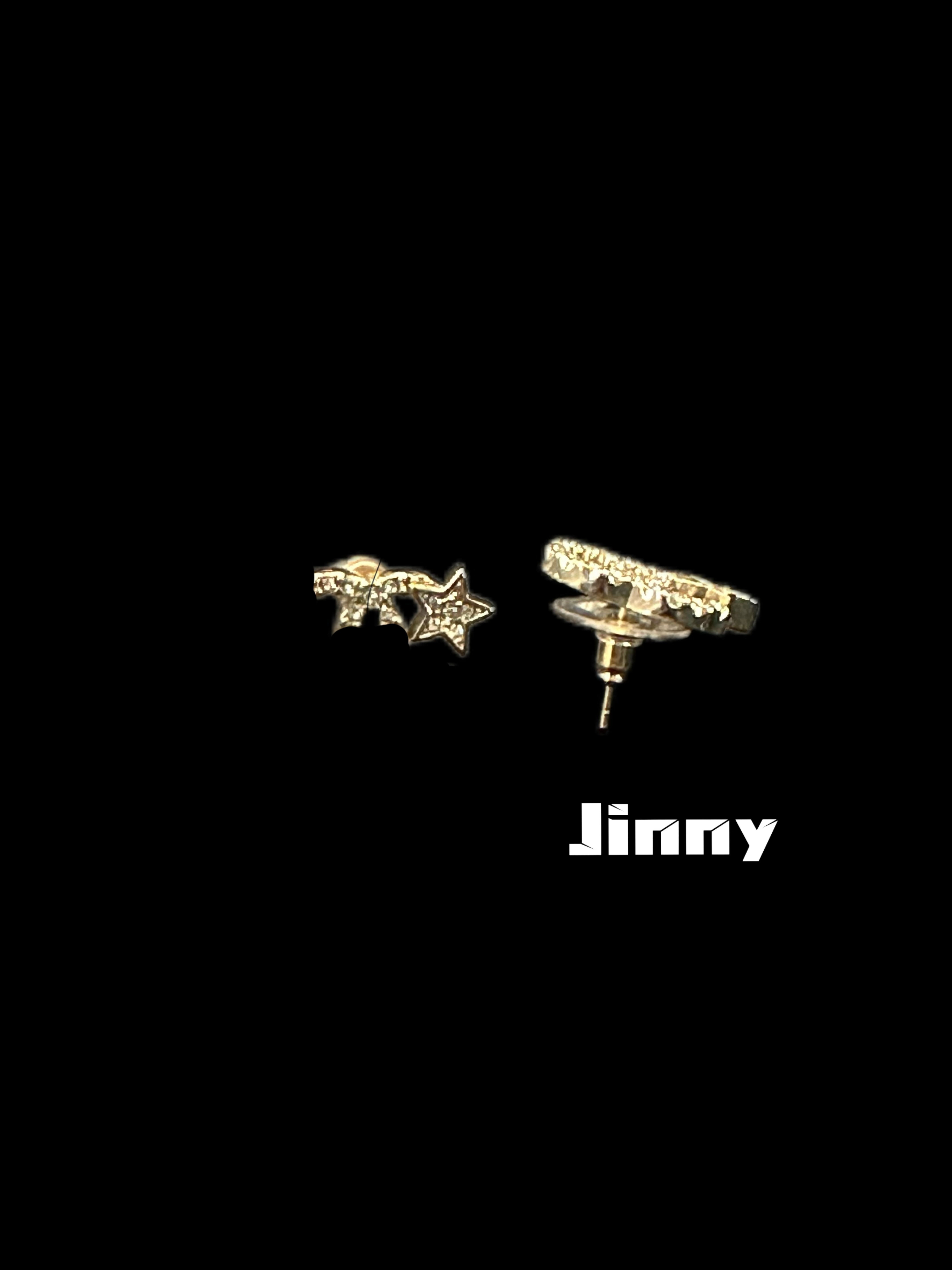铜合金耳饰 铜合金耳钉【jinny】复古简约星星耳钉