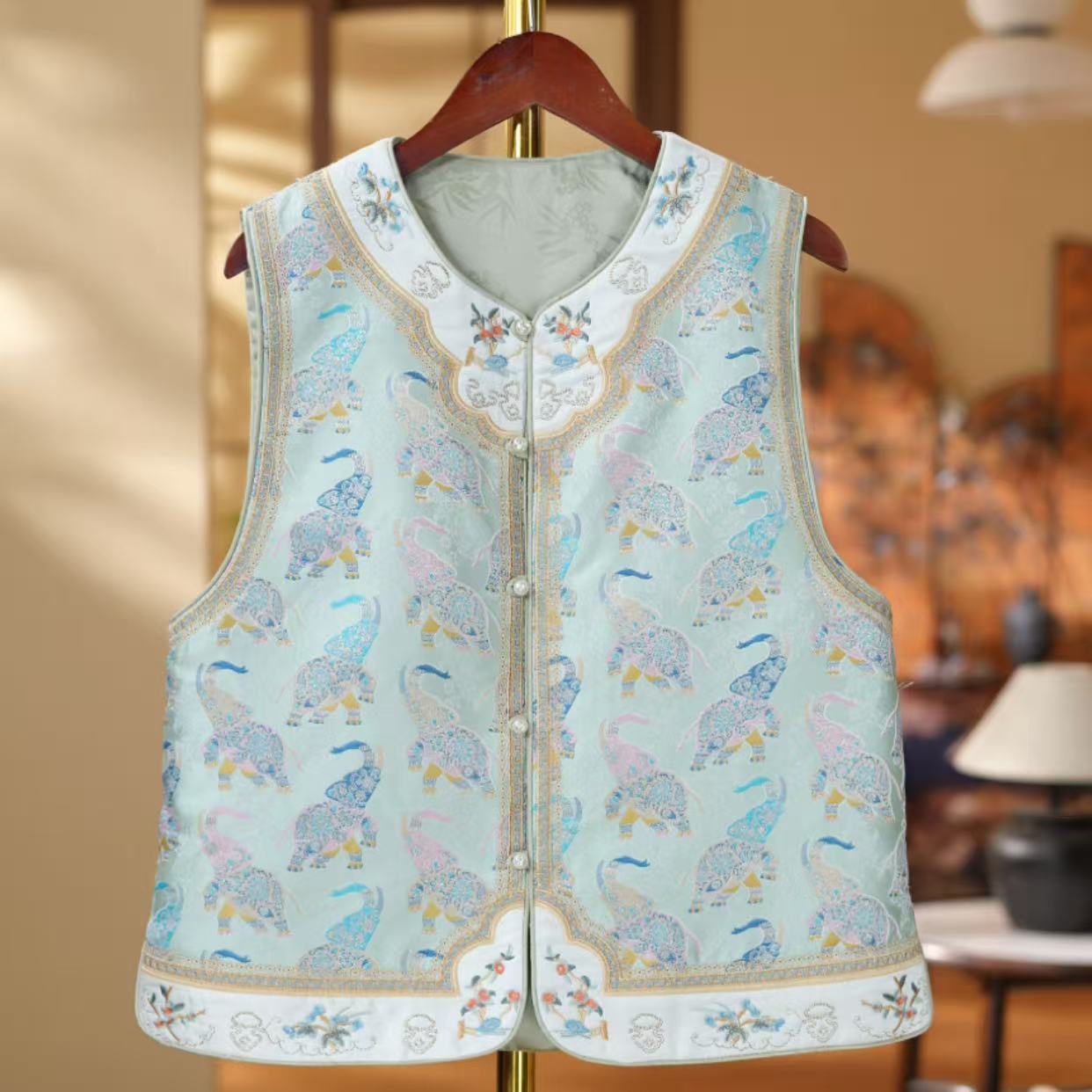 《玲珑象-双面穿》2025新中式国风提花女士百搭马甲