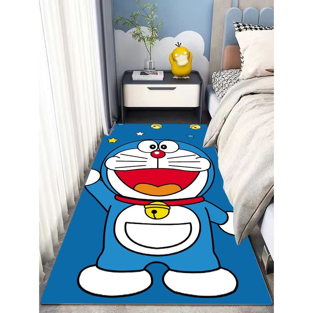 卡通蓝胖子床边地毯卧室客厅飘窗可水洗加厚地垫（90cm*155cm）