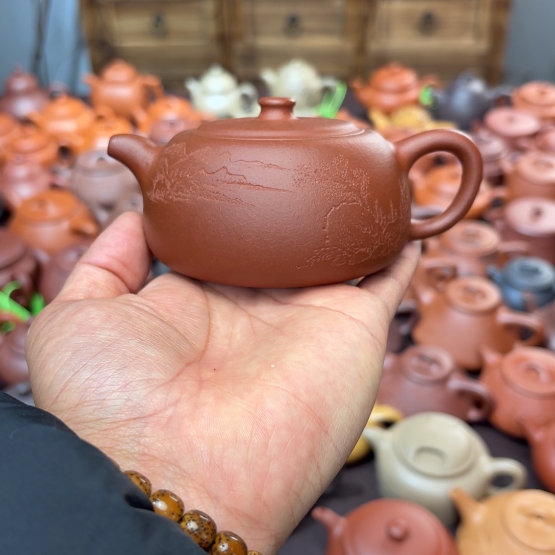 茶壶紫砂井栏180毫升紫泥