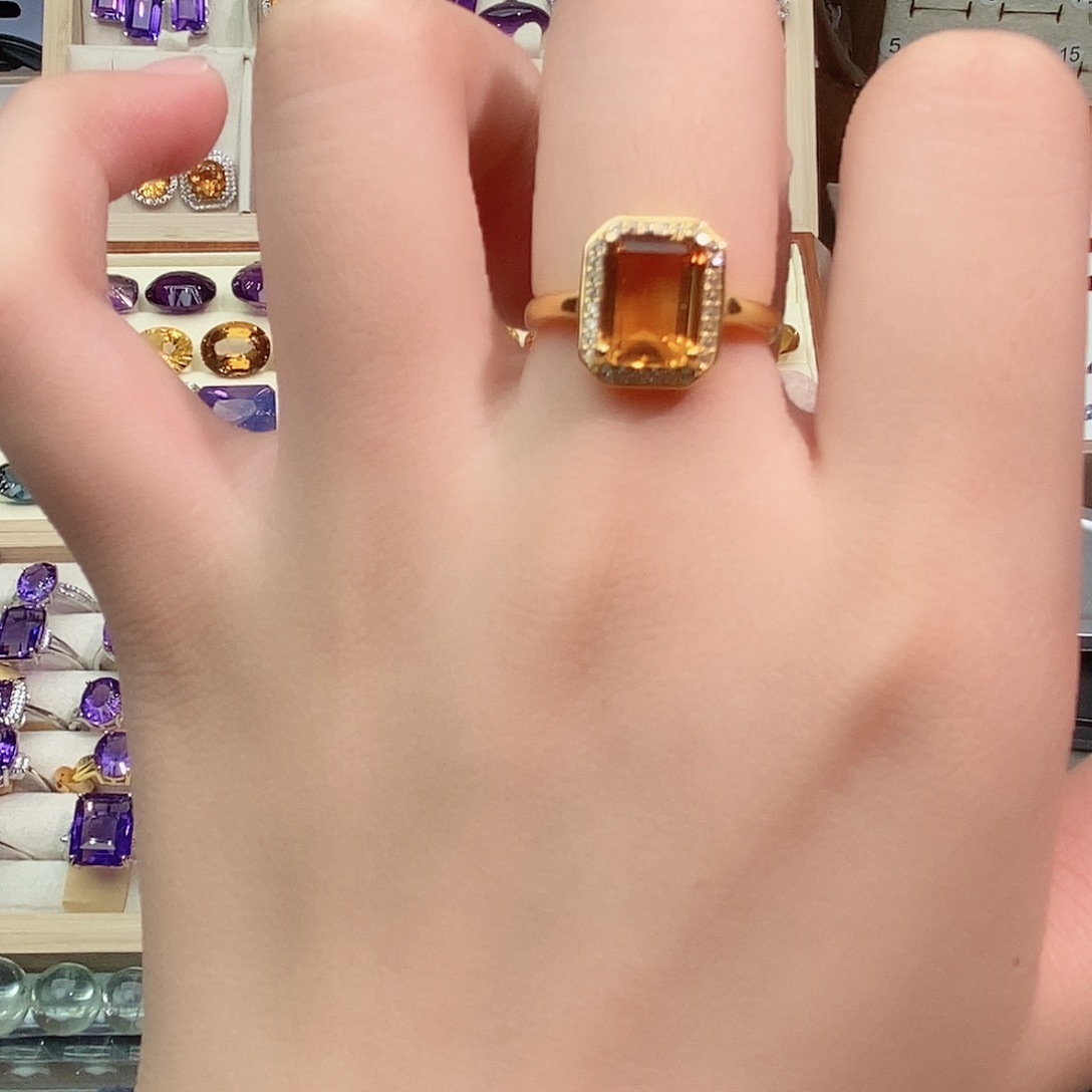 银S925镶嵌黄晶珠宝半成品