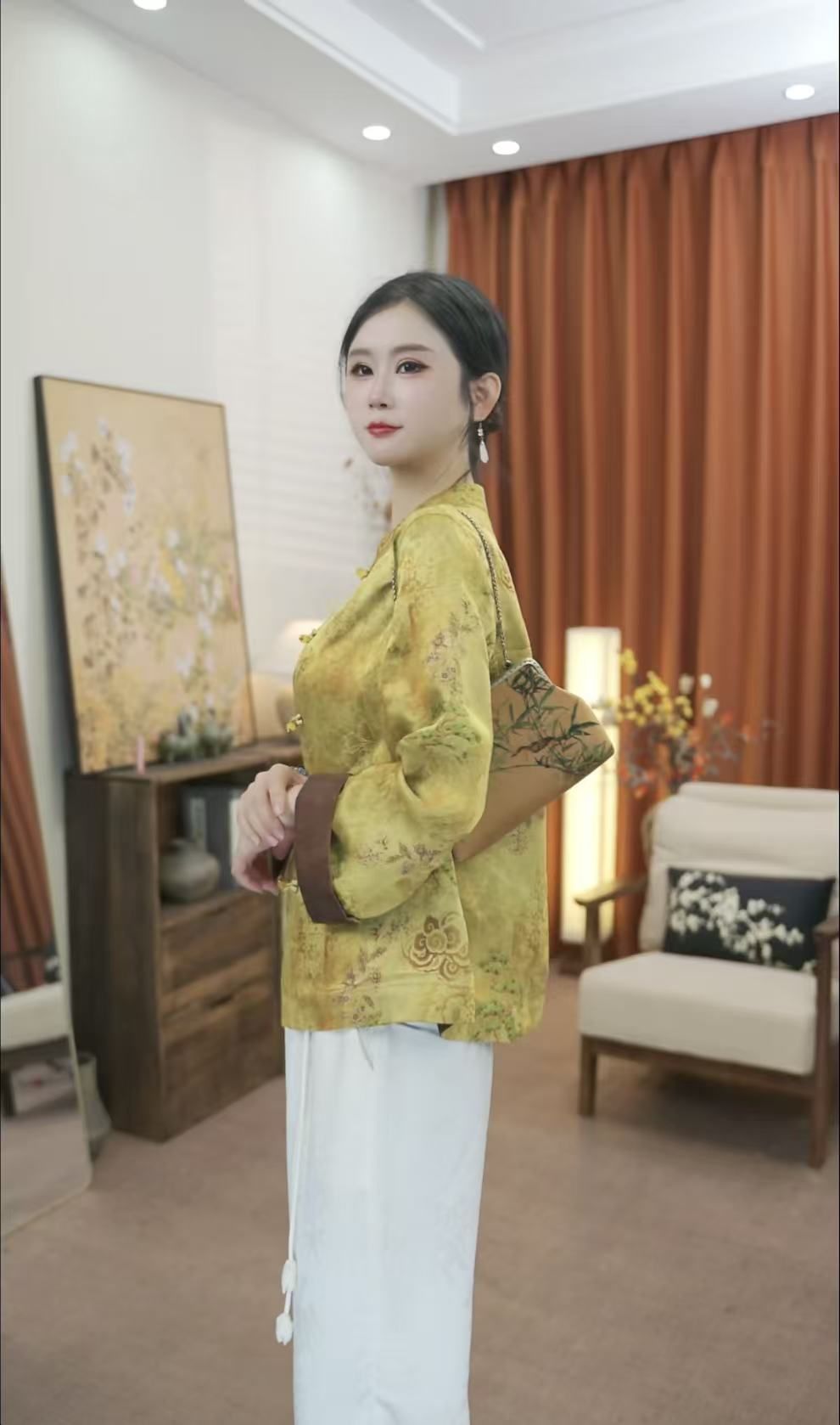 【金秋送福】女通用秋季提花新中式女短内衬时尚印花圆领重磅