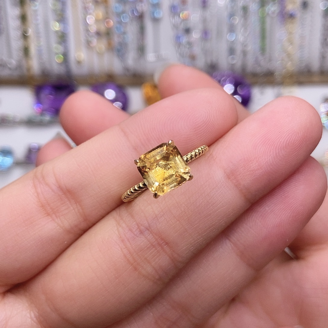 黄晶银S925镶嵌戒指