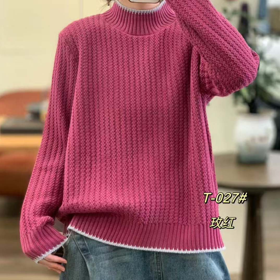 新款毛衣针织衫半高领百搭宽松女