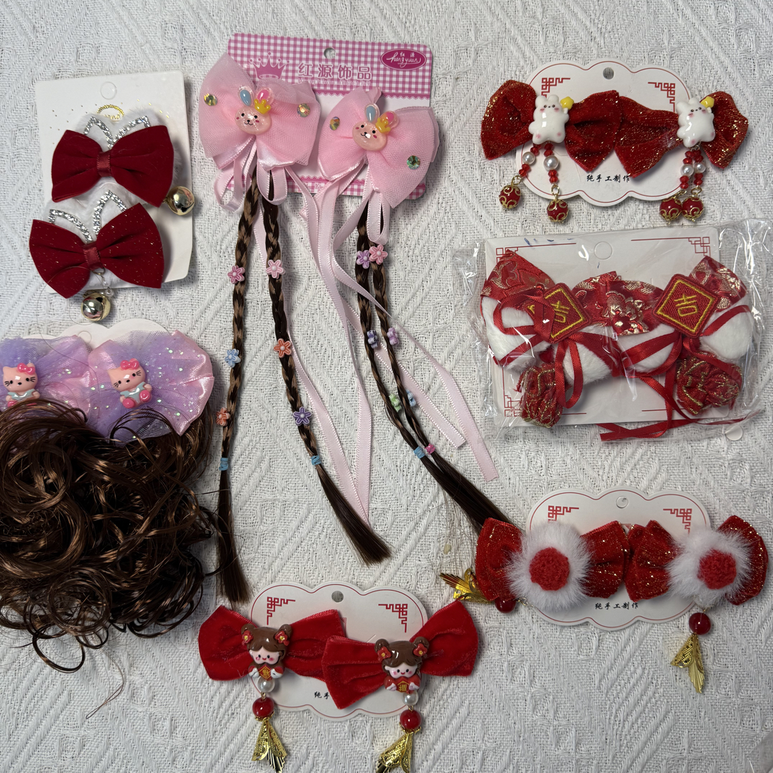 新年红色儿童款发夹(可随单发)默认微瑕，no退 no换