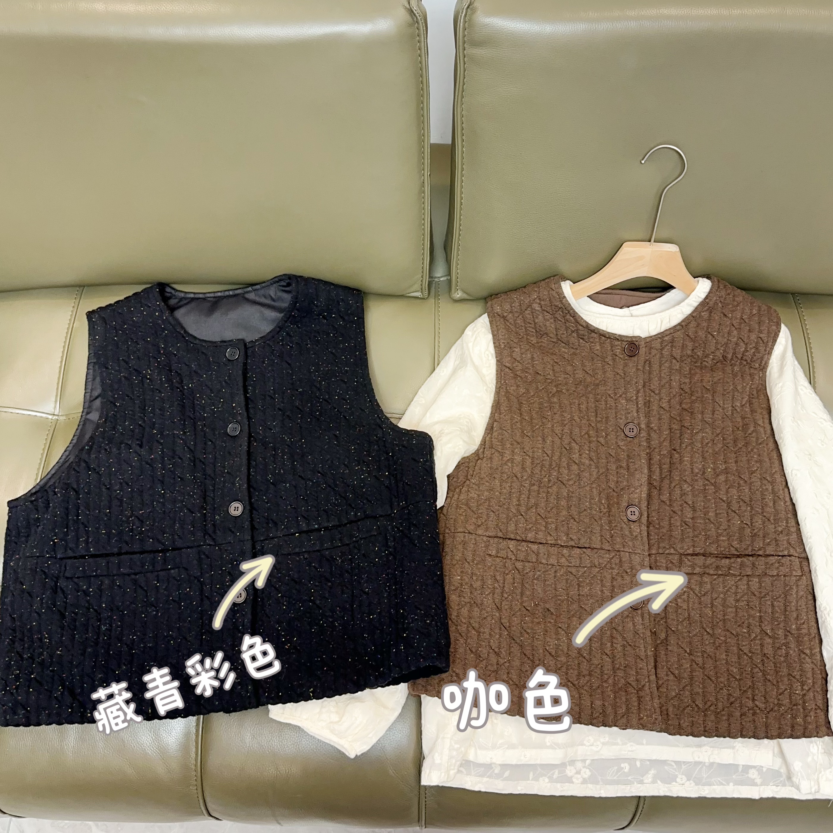 休闲文艺风口袋纽扣秋冬马甲保暖马夹冬季时尚韩系加棉百搭马甲