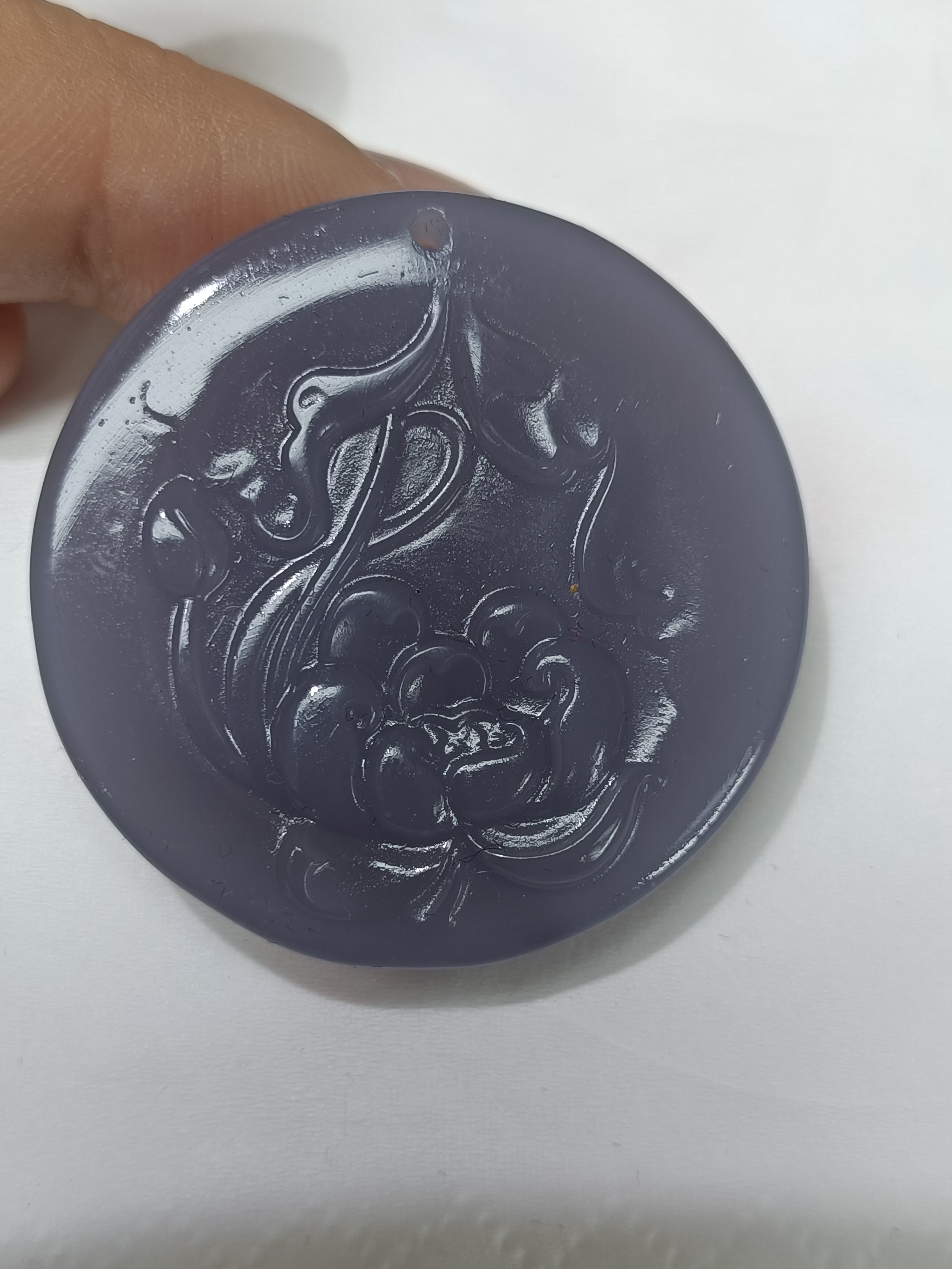 976号烟紫色花牌吊坠