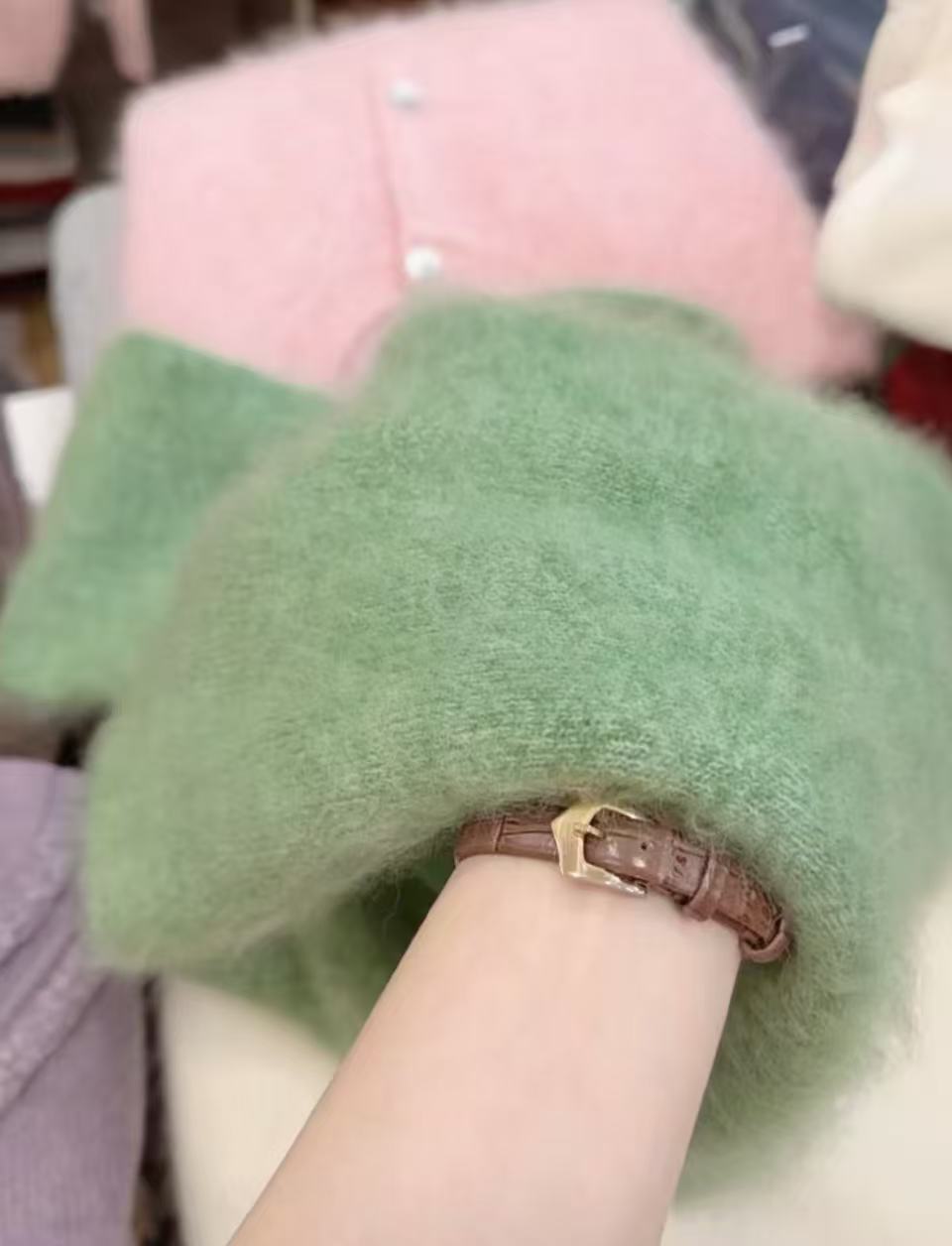 七言家#竹绿无缝一体羊毛拉绒奢感保暖毛衣