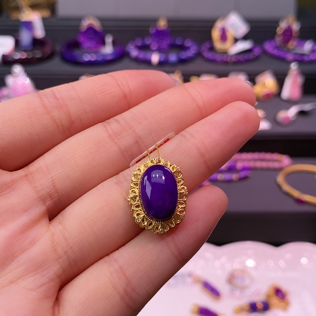 苏纪石（舒俱来）18K金镶嵌吊坠(不含链)