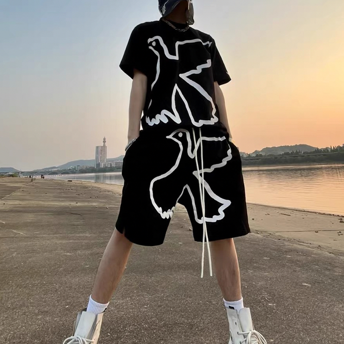 单鸽子宽松短裤五分裤