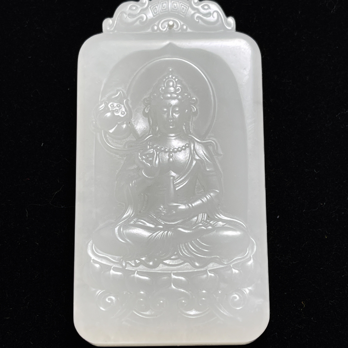 旧藏和田玉白玉观音吊坠挂件