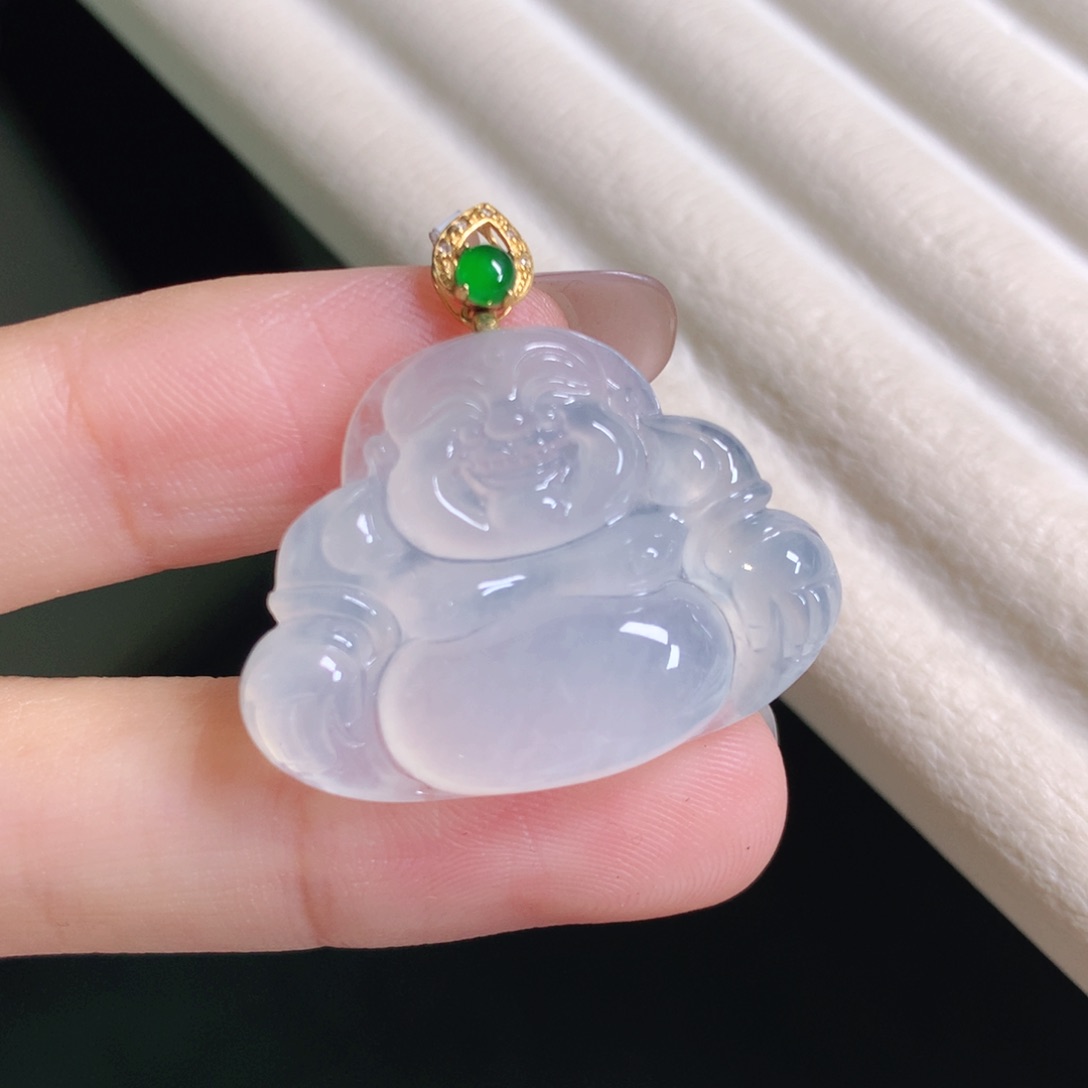 翡翠颈饰18K金镶嵌佛公