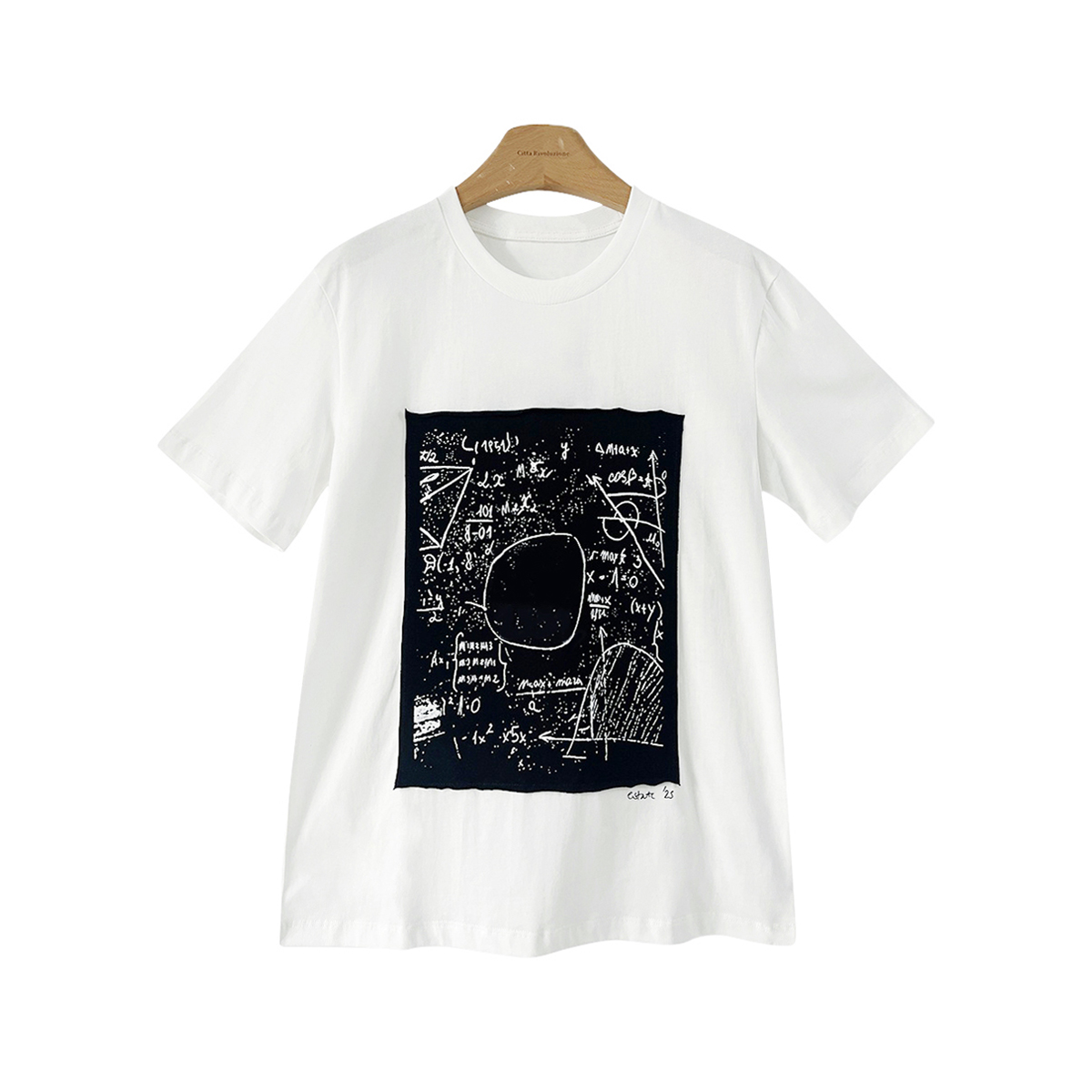 特价~亲妈线 | 黑白撞色数学公式贴布印花两色圆领短袖T恤165