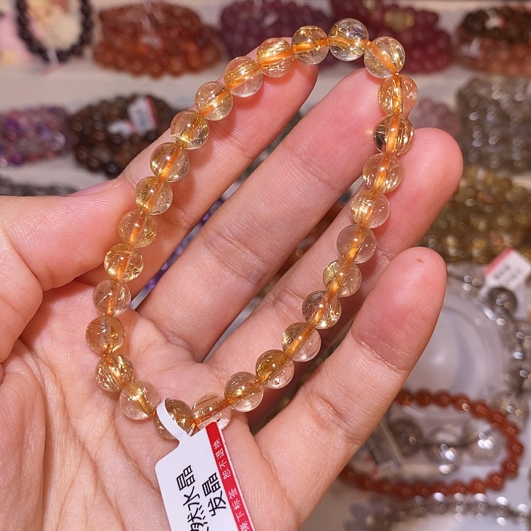 木****发晶手串未镶嵌烟花金发7.2mm