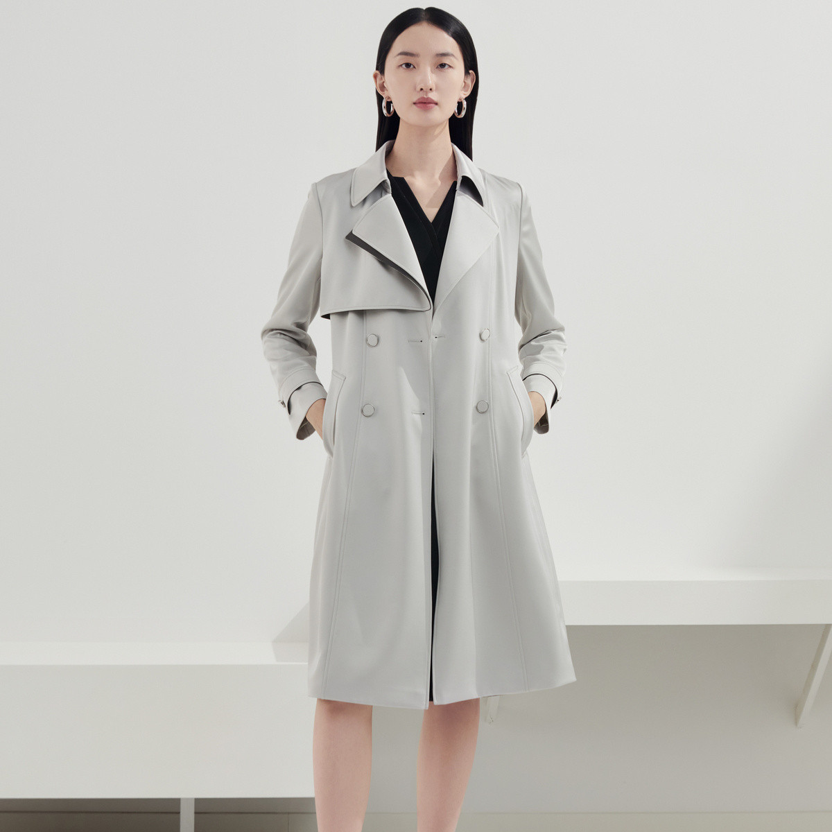【思思专属】【气质大女主】春秋气质通勤直筒双排扣中长风衣外套女