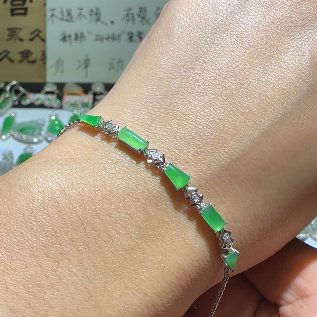 【闪购商品】翡翠手链18K金镶嵌缅甸