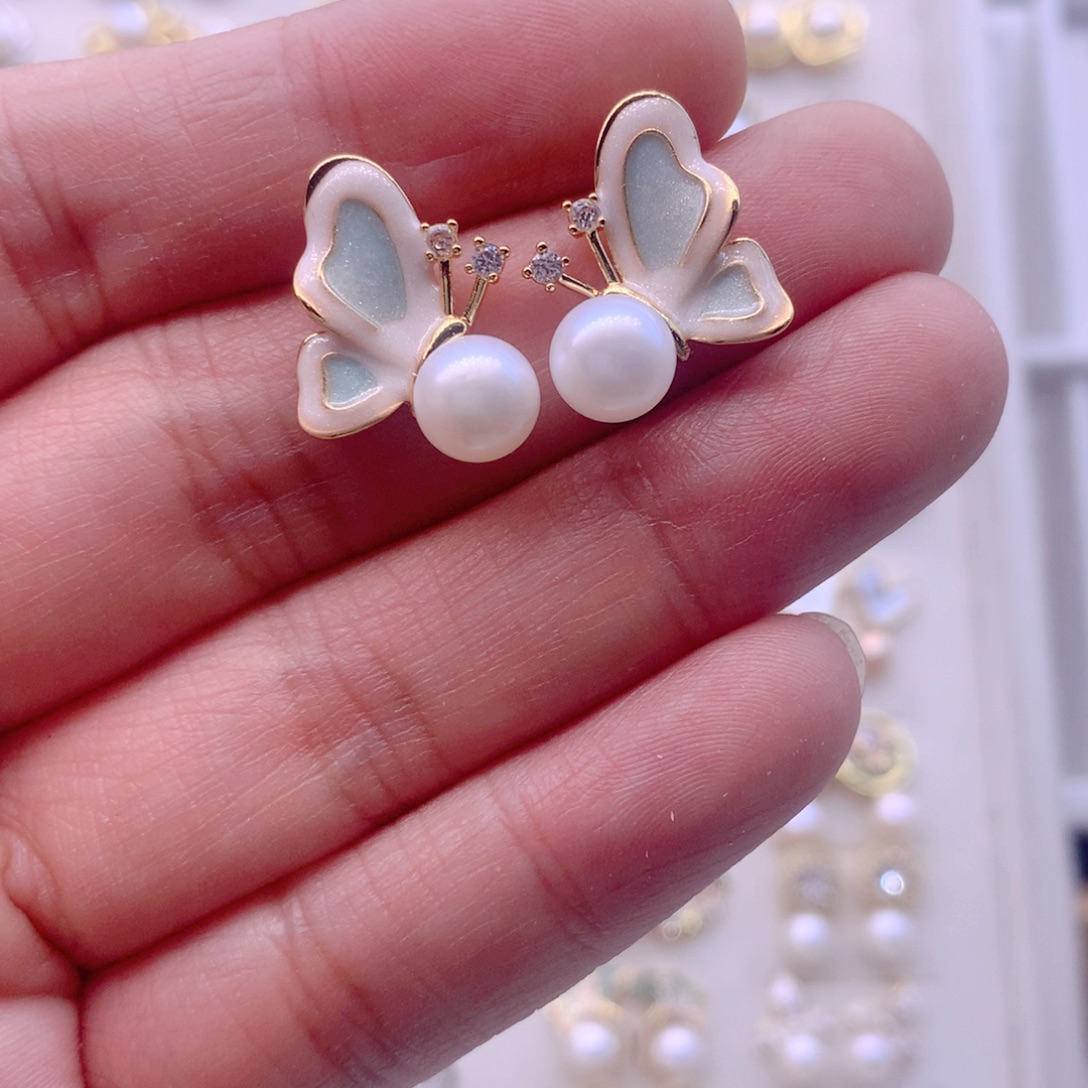 合金淡水珍珠耳饰