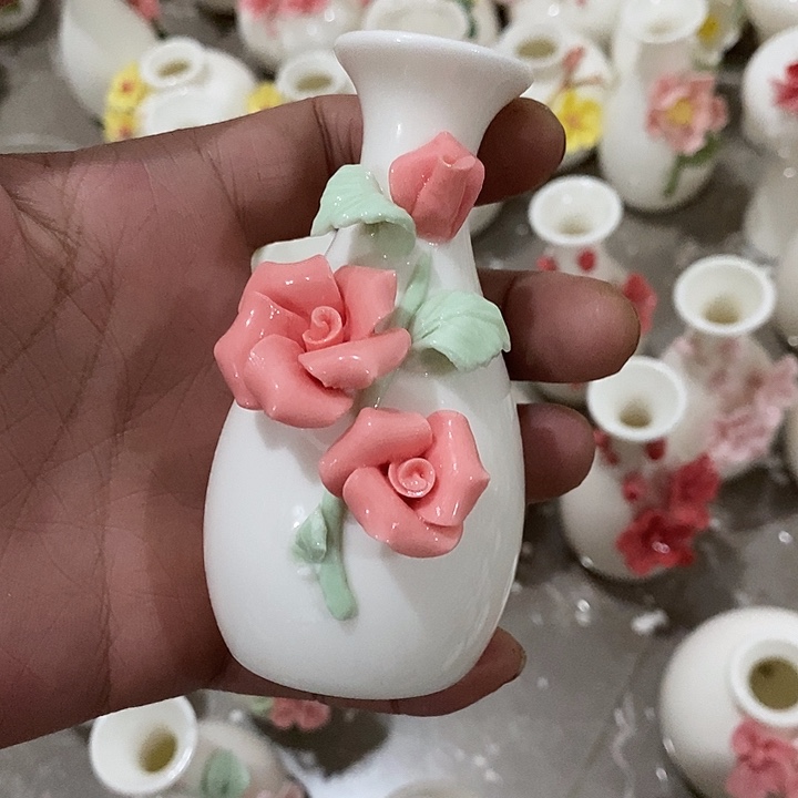 瓷片纯手工陶瓷花摆件瑕