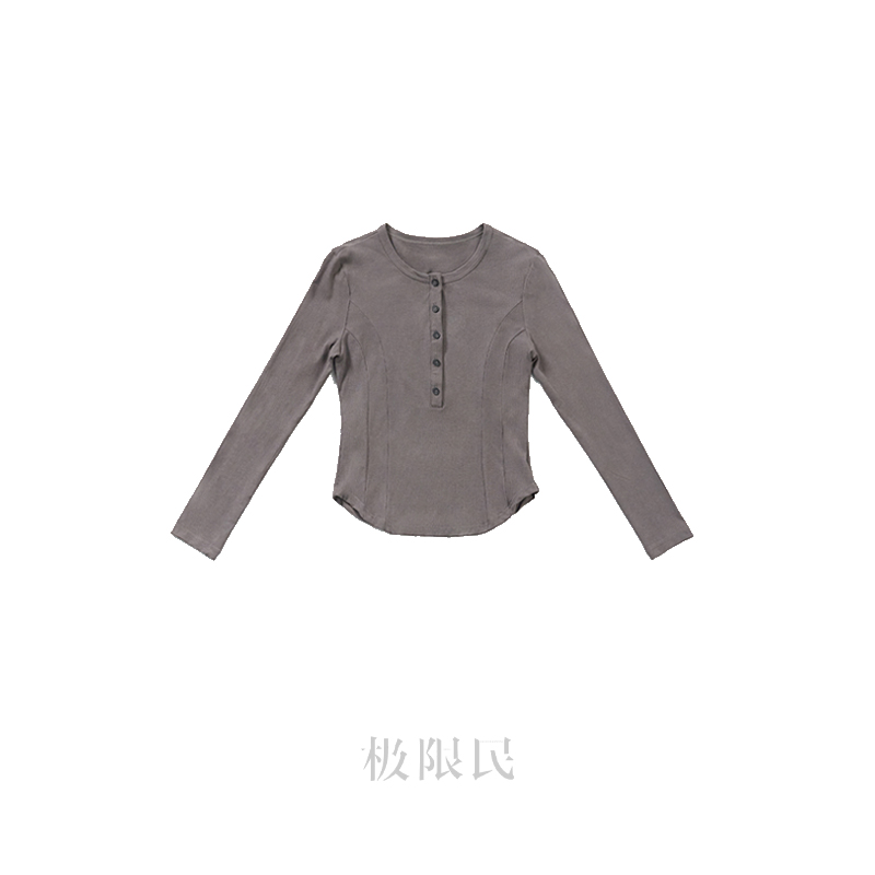 极限民《锁柔》夏季休闲薄款亨利领长袖显瘦T恤W4302Q2001