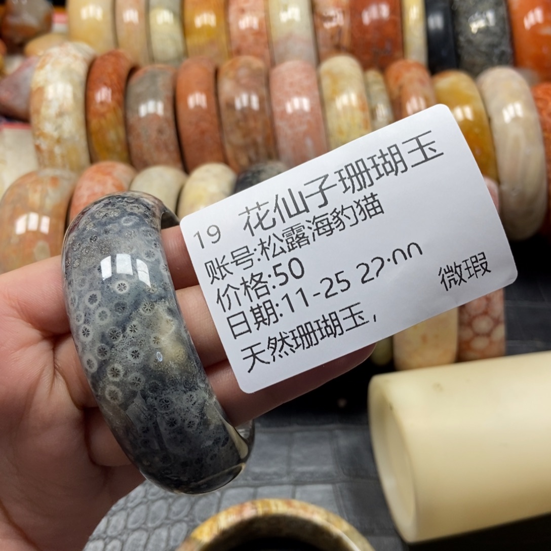 松***猫硅化珊瑚（珊瑚玉）未镶嵌珠宝半成品19