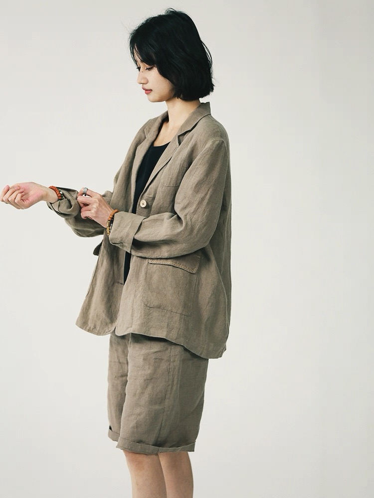 【续旧-玫瑰粉】南法浪漫简约温柔优雅翻领西装外套25313