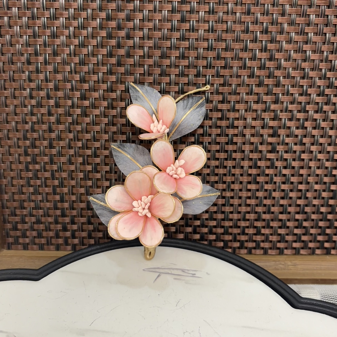 雨点儿纯手工新中式气质边夹国风复古港风女发夹发饰古典绒花超仙