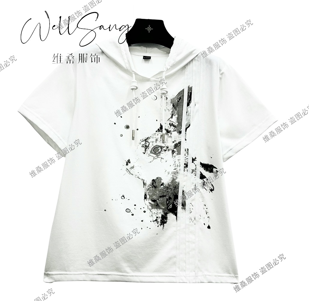 【熙為精选】40-60岁精致女性 减龄时尚百搭显瘦休闲连帽短袖#9778