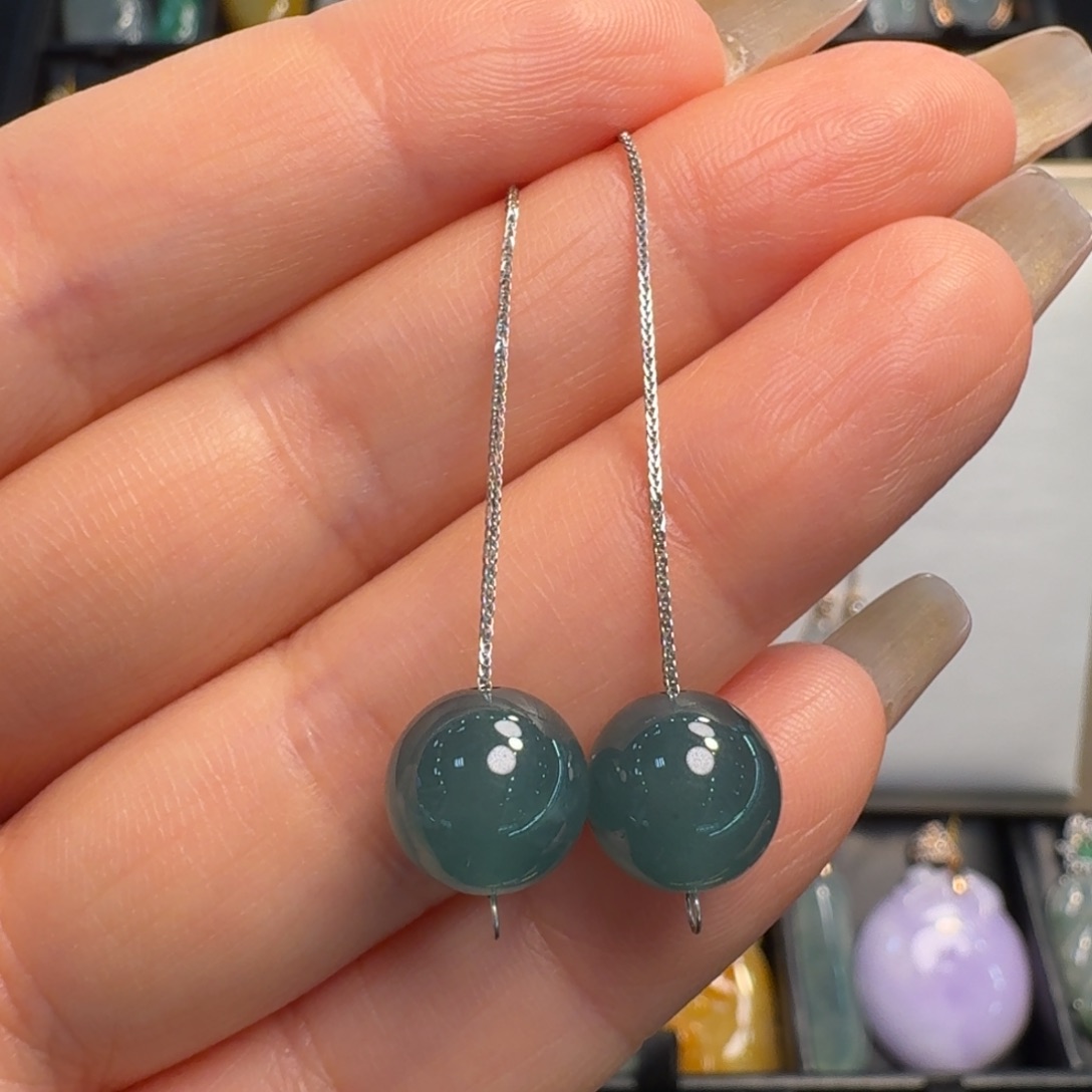 翡翠18K金镶嵌颈饰耳线