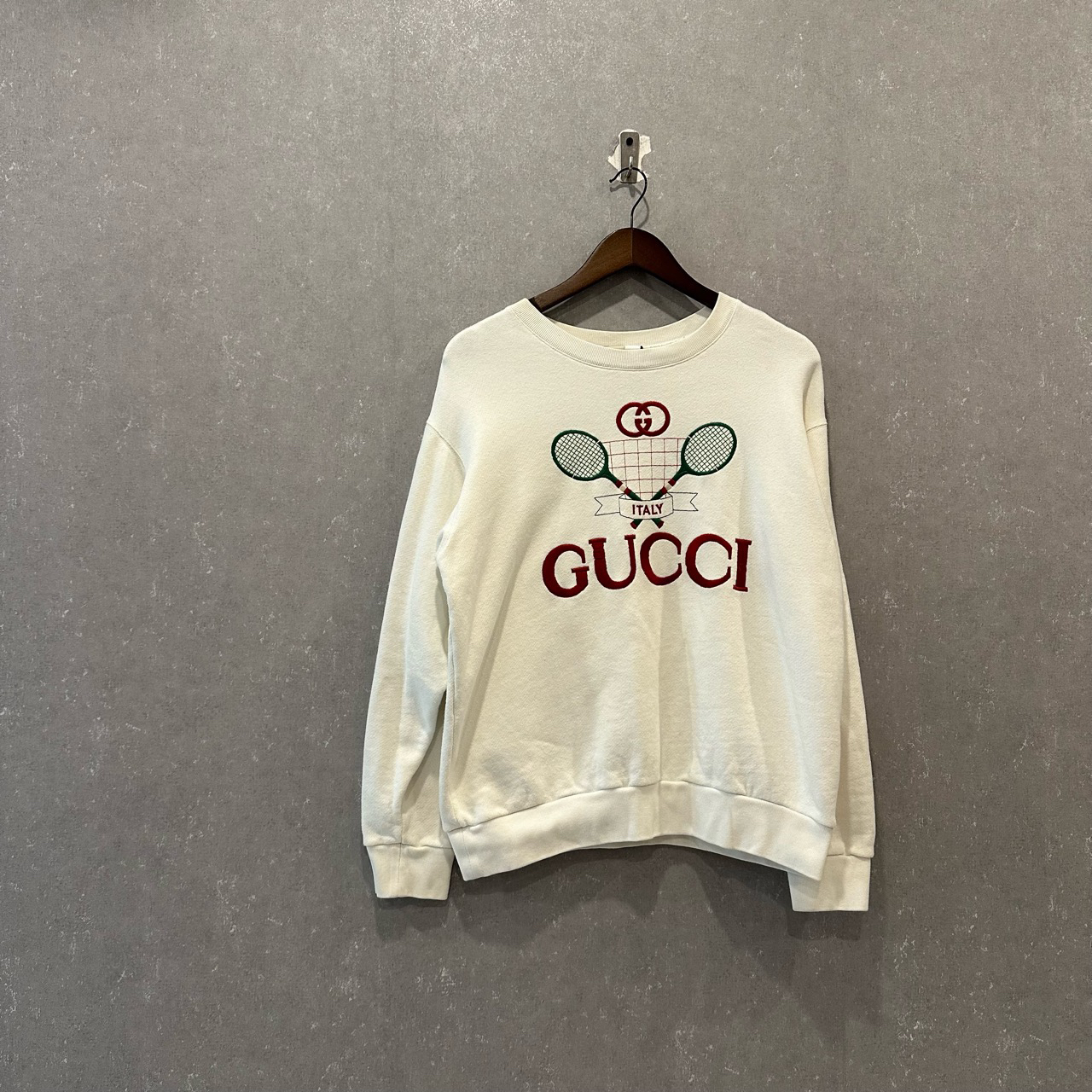GUCCI 古驰  网球拍印花圆领套头长袖卫衣 S码/99新/003252