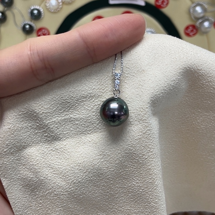 颈饰银S925镶嵌海水珍珠大溪地 12-13mm 28号