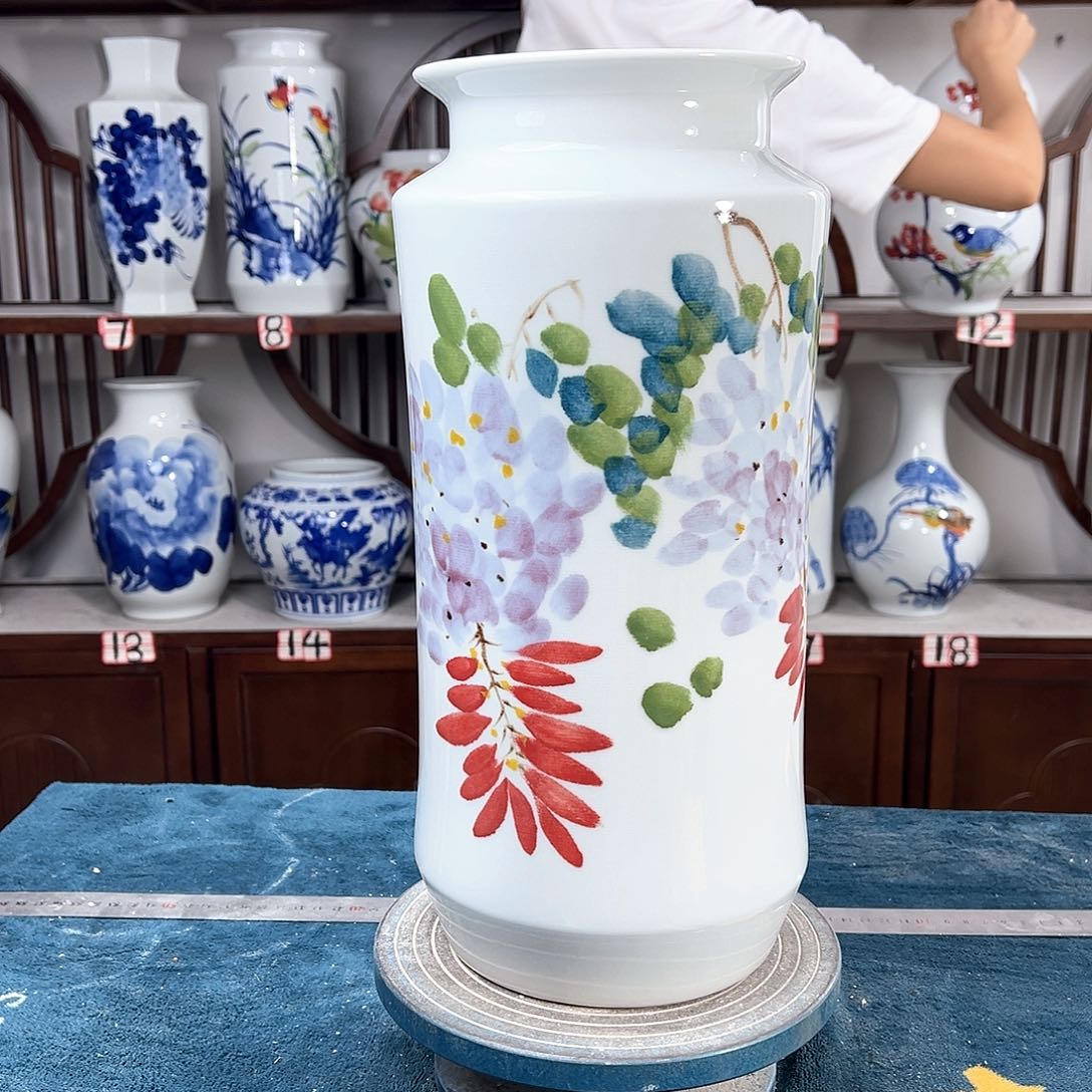 摆件景德镇陶瓷书紫藤