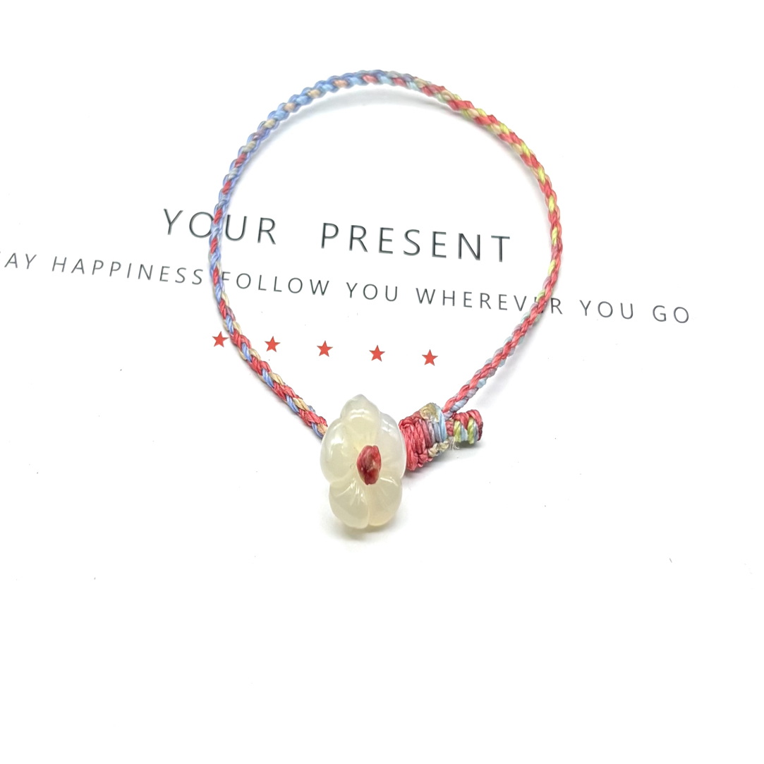 红色编织绳有钱花手链女小众高级感百搭转运礼物