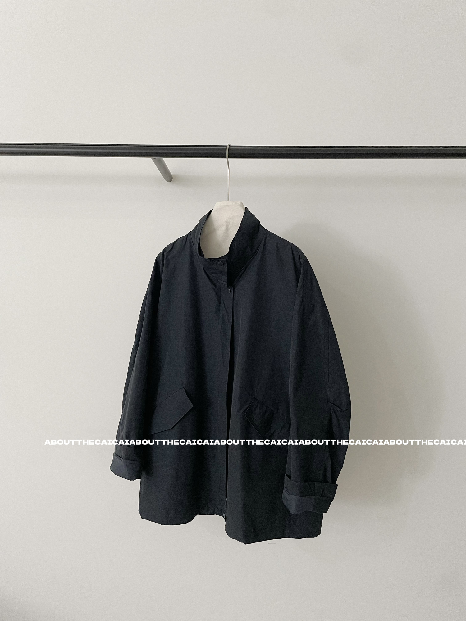 CAICAI/秋季韩系立领廓形休闲宽松气质冲锋衣风衣外套女上衣2599