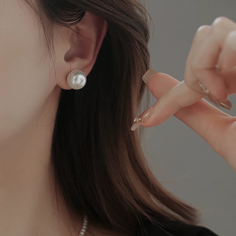 925银耳饰 S925银耳钉10mm正圆无暇高品质