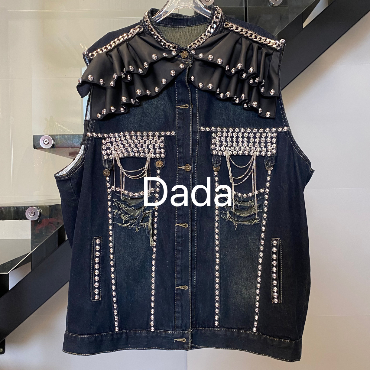Dada设计款新款重工个性款休闲时尚百搭洋气宽松牛仔马甲C15576