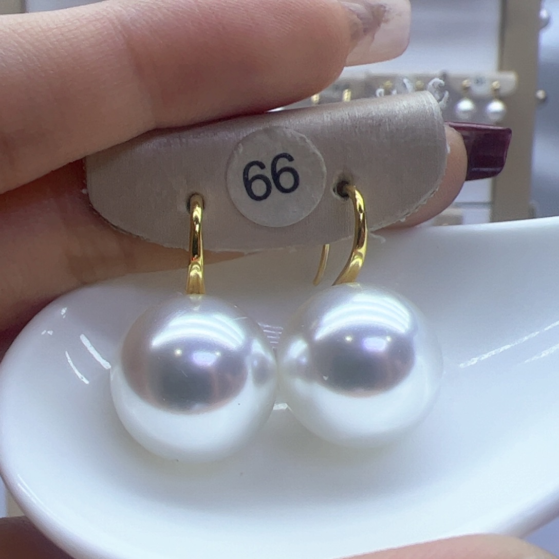 淡水珍珠耳饰18K金镶嵌