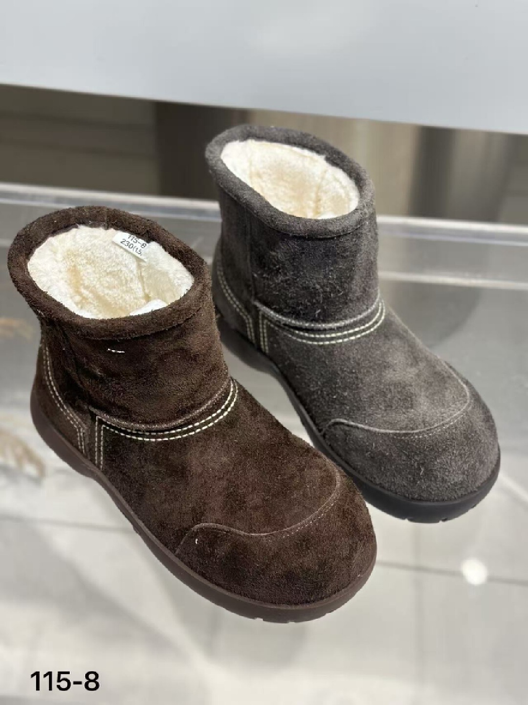 蓉姐专属~冬季时尚雪地靴反绒皮中筒雪地靴加绒短筒百搭115-8