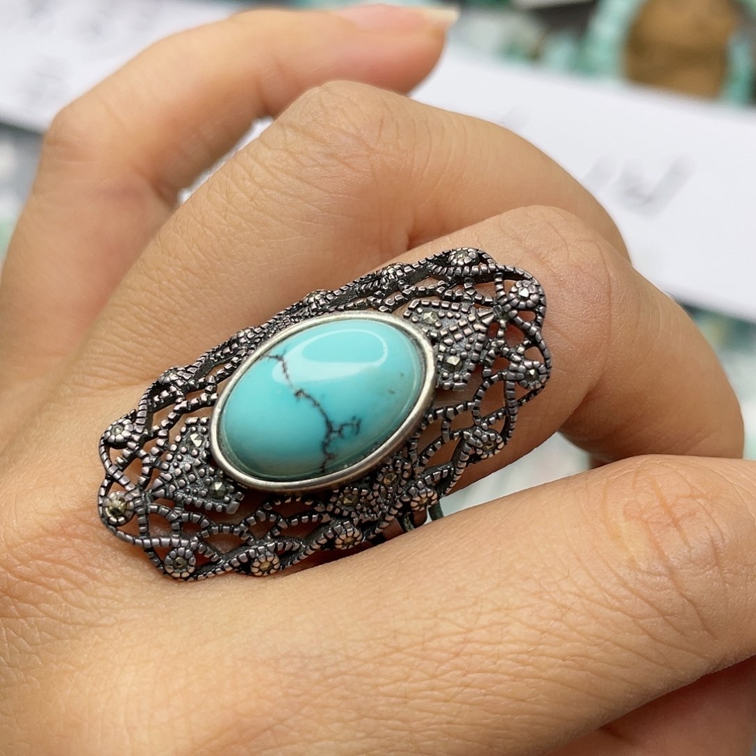 绿松石珠宝奇石银S925镶嵌