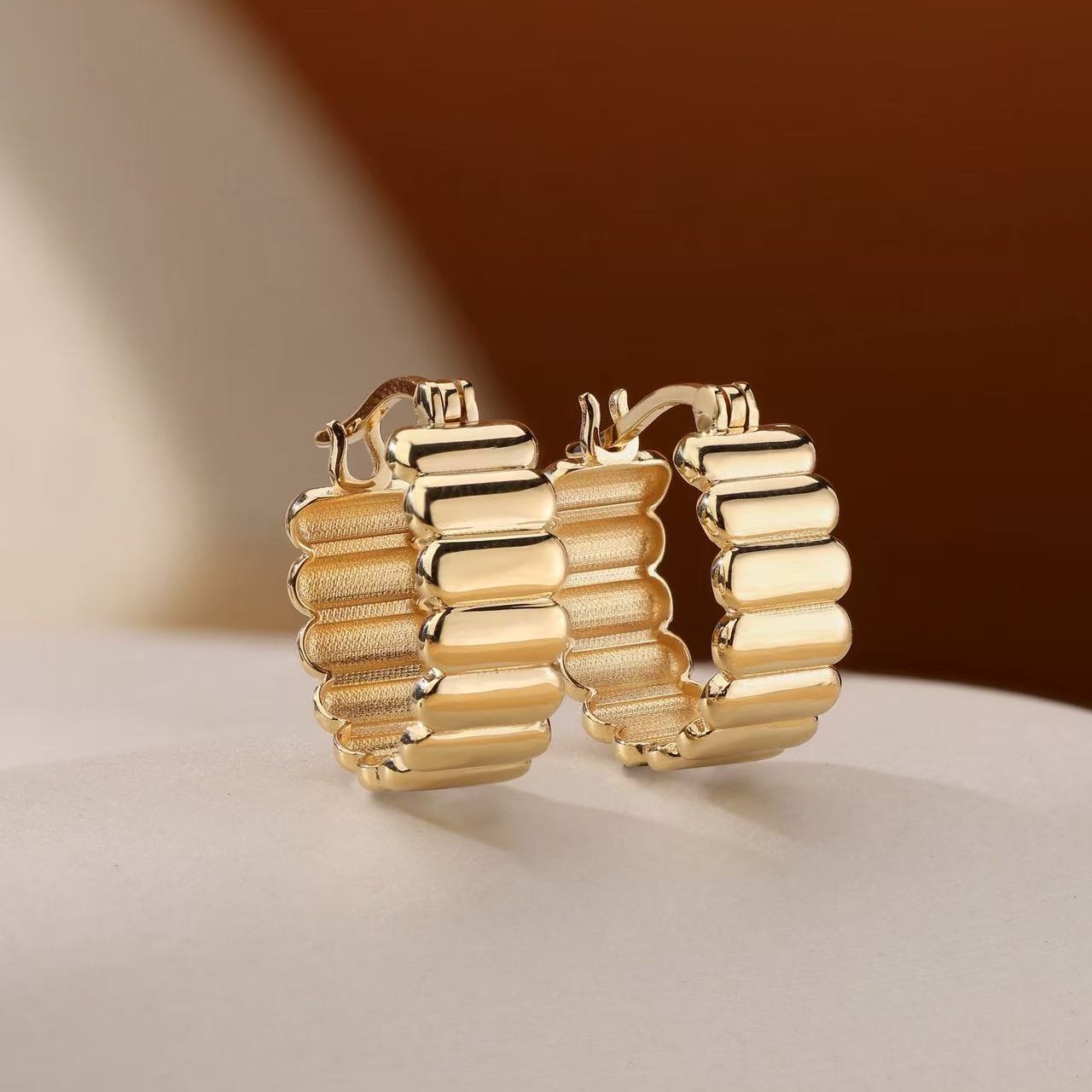 【金禧禧】18k金齿轮宽边耳扣