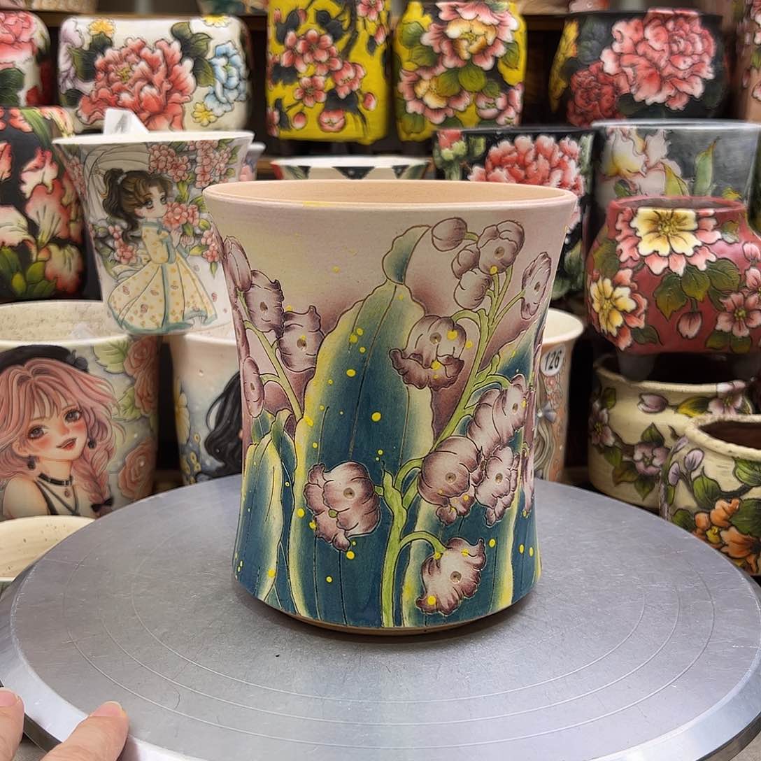 景德镇陶瓷炫彩花盆