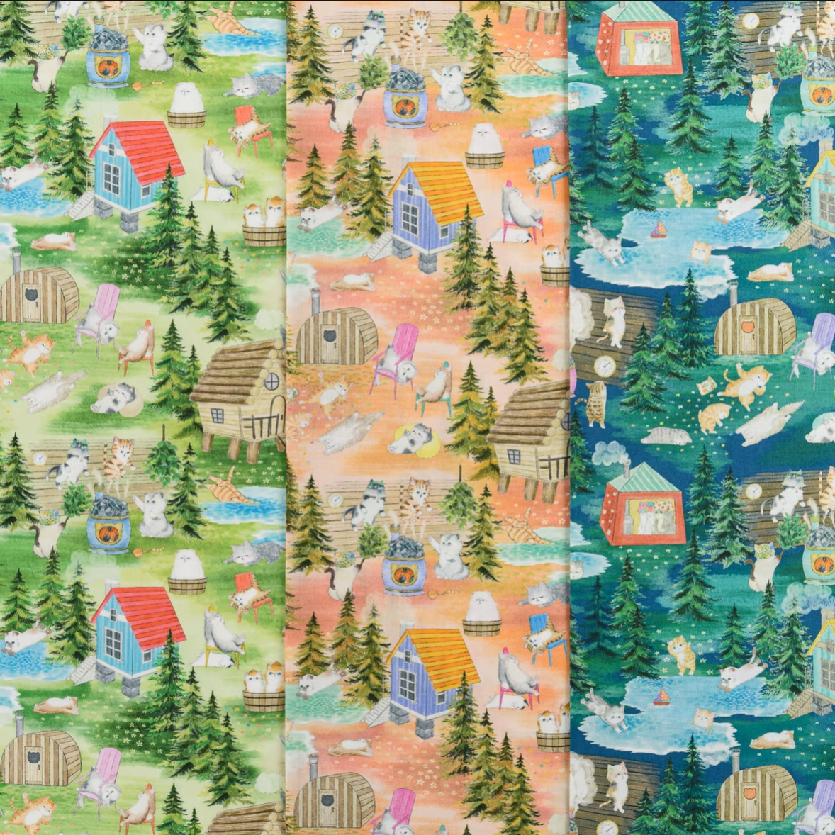 【国内现货】松浦 丛林小猫 60支高支棉面料 diy服装包袋布料半米