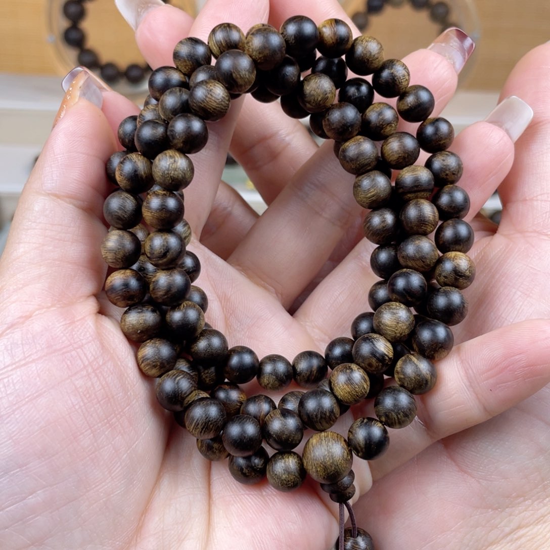 沉香手串C**?越南芽庄白棋楠虎斑留疤