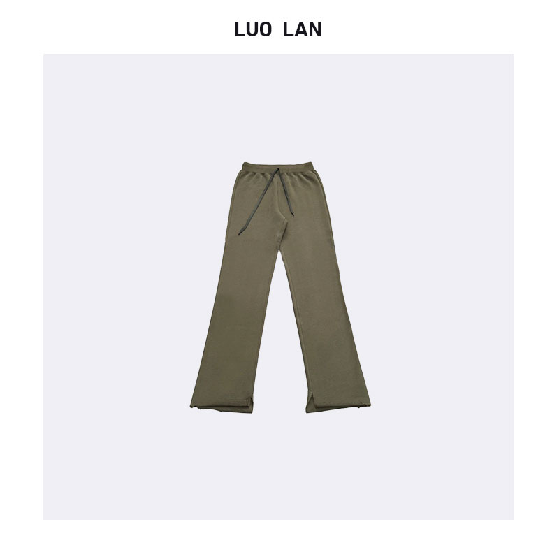 【ZHOU】长腿开衩卷边卫裤松紧腰抽绳蛋卷裤 YLM00248