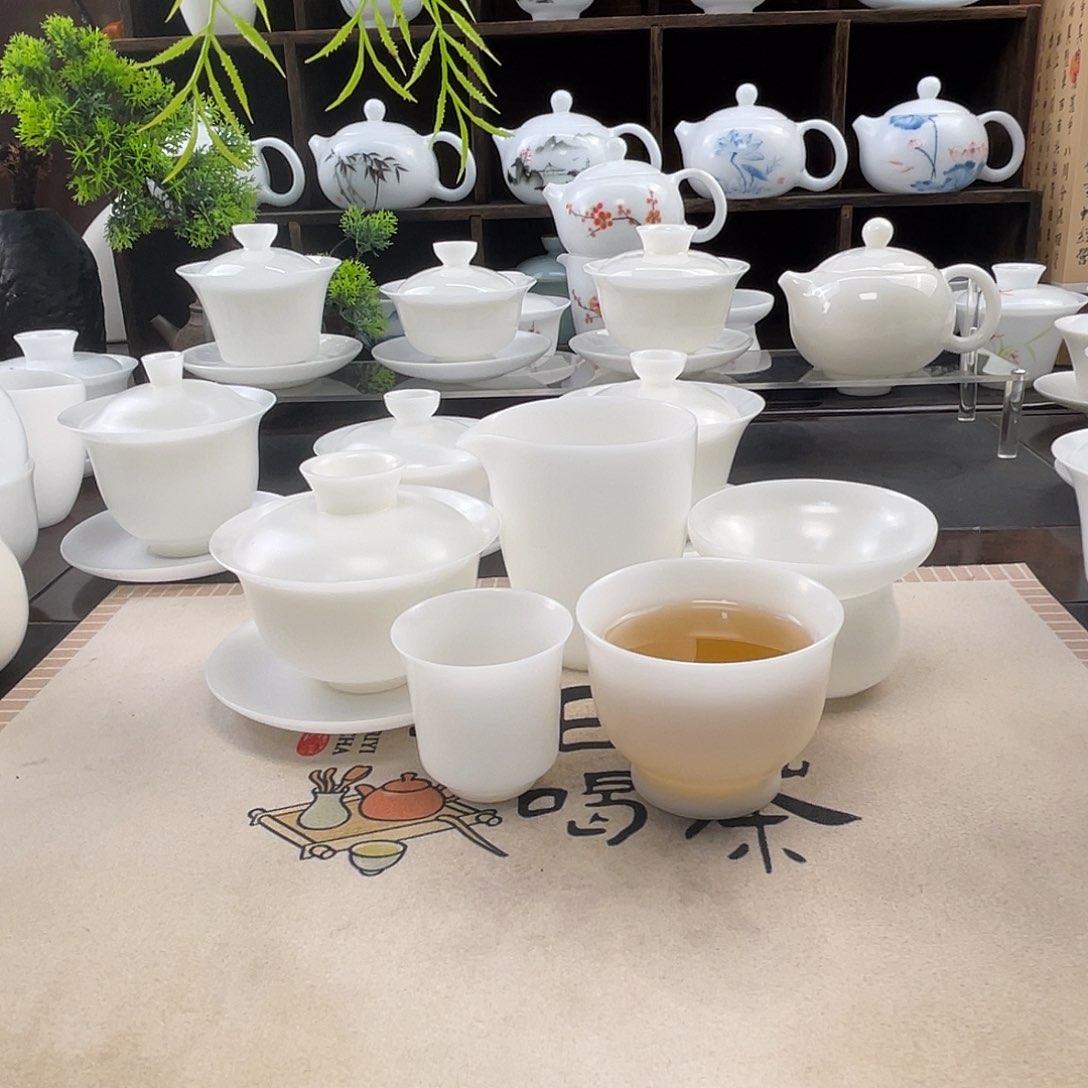 新品璞玉高冰素烧薄胎12件套装