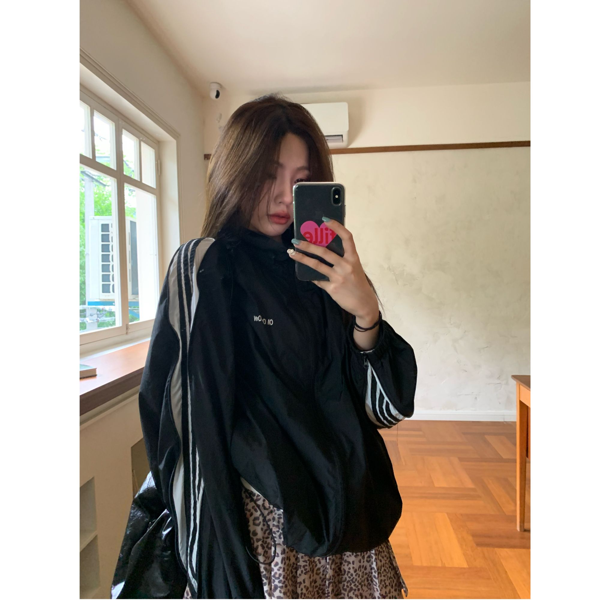 夏季薄款拉链长袖三杠防晒宽松冲锋衣