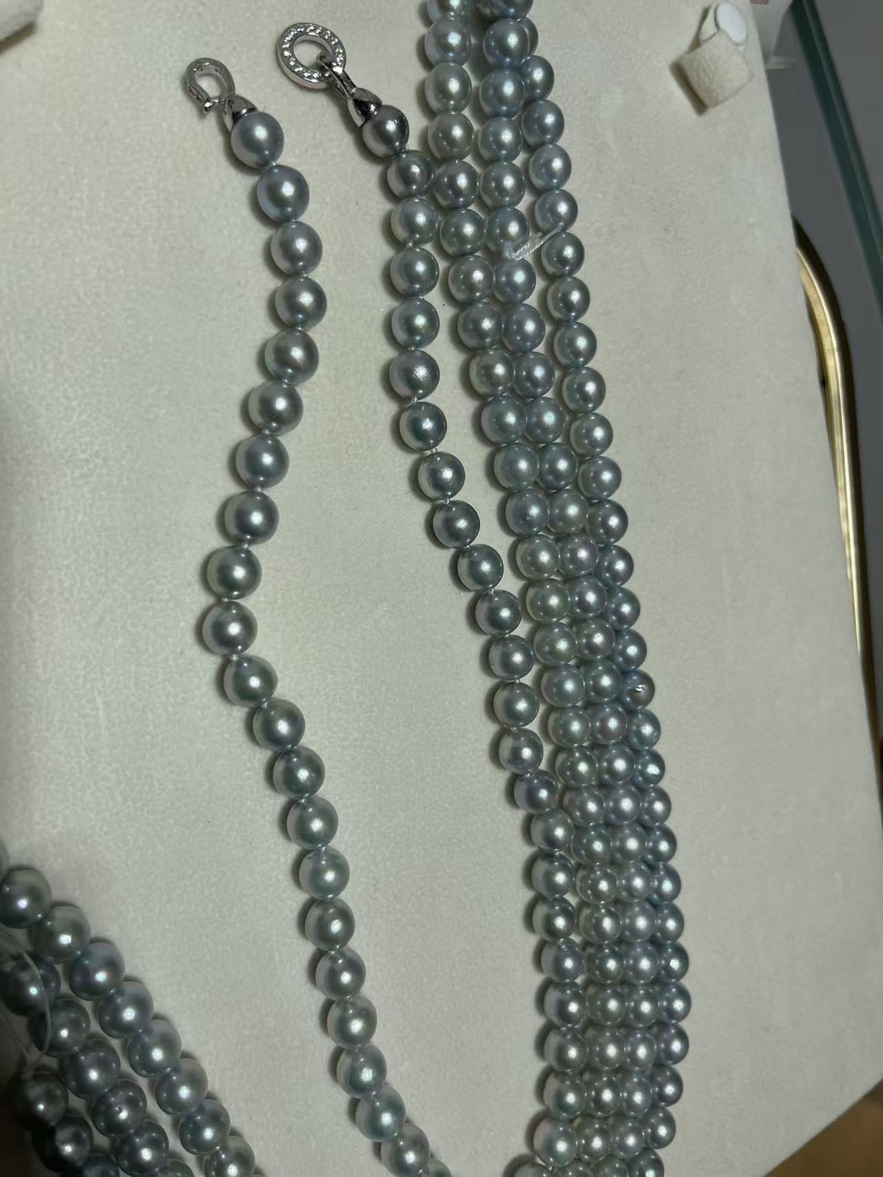 [十上珍珠]s925银特选 海水极强光真多麻珍珠项链7-8mm多样性发一